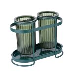 Suport tacamuri Venustar, cu doua recipiente, verde-negru - imagine 4