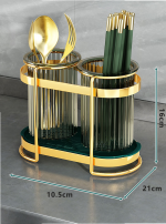 Suport tacamuri Venustar, cu doua recipiente, gold - imagine 3