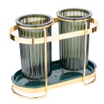Suport tacamuri Venustar, cu doua recipiente, gold - imagine 4