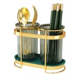 Suport tacamuri Venustar, cu doua recipiente, gold - imagine 9