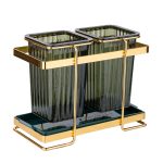 Suport tacamuri, cu doua recipiente, gold - imagine 4