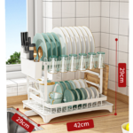 Suport vesela cu doua nivele, cu suport tacamuri, alb, 29X42X29 CM