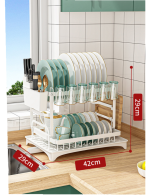 Suport vesela cu doua nivele, cu suport tacamuri, alb, 29X42X29 CM