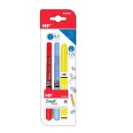Set de scris,2 pixuri rosu, albastru si un marker fluorescent PA660