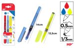 Set de scris,2 pixuri rosu, albastru si un marker fluorescent PA660 - imagine 3