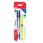 Set de scris, 2 pixuri albastre si un marker fluorescent PA661