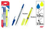 Set de scris, 2 pixuri albastre si un marker fluorescent PA661 - imagine 3