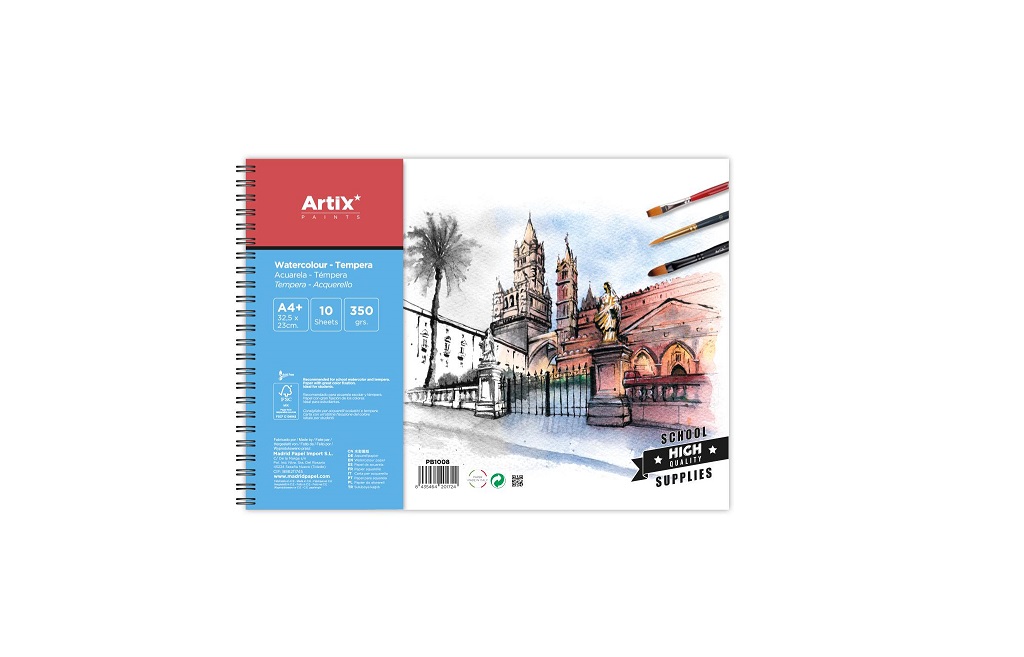 44833933 Bloc de desen A4+ pentru tempera-acuarela, 10 coli - imagine 1