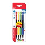 Set 4 creioane mecanice cu plastic rotund negru si detalii colorate