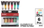 Vopsea acrilica, 6 tuburi 35 ml, culori metalice