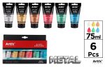 Vopsea acrilica, 6 tuburi 75 ml, culori metalice - imagine 2