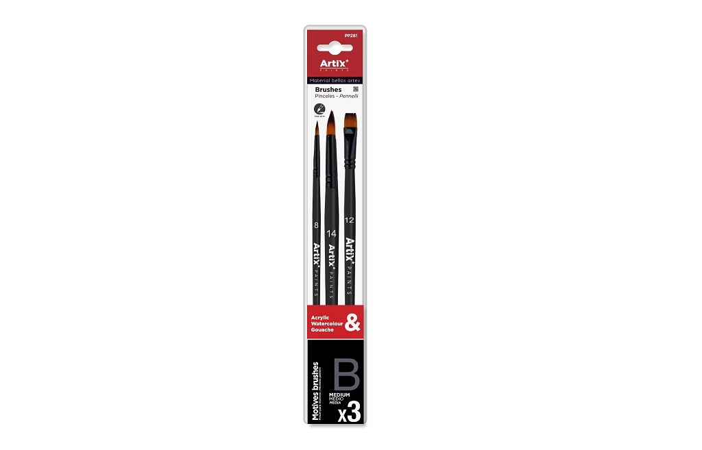 Set 3 pensule profesionale, rotunda/plata de numere 14, 12 si 8