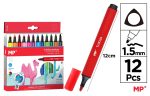 Set 12 markere colorate, cu corp triunghiular, varf 1.5 mm - imagine 2