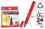 Set 24 markere colorate cu corp triunghiular, varf 1.5 mm - imagine 3