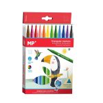Set 12 markere colorate, corp triunghiular 12 cm