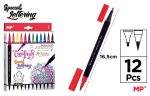 Set 12 markere colorate cu capat dublu, 16.5 cm - imagine 3