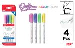 Set 4 markere arginti cu sclipici, efect de culoare la scriere - imagine 2