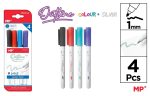 Set 4 markere arginti cu sclipici, scriere margine colorata - imagine 2