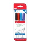 Set 4 markere arginti cu sclipici, scriere margine colorata