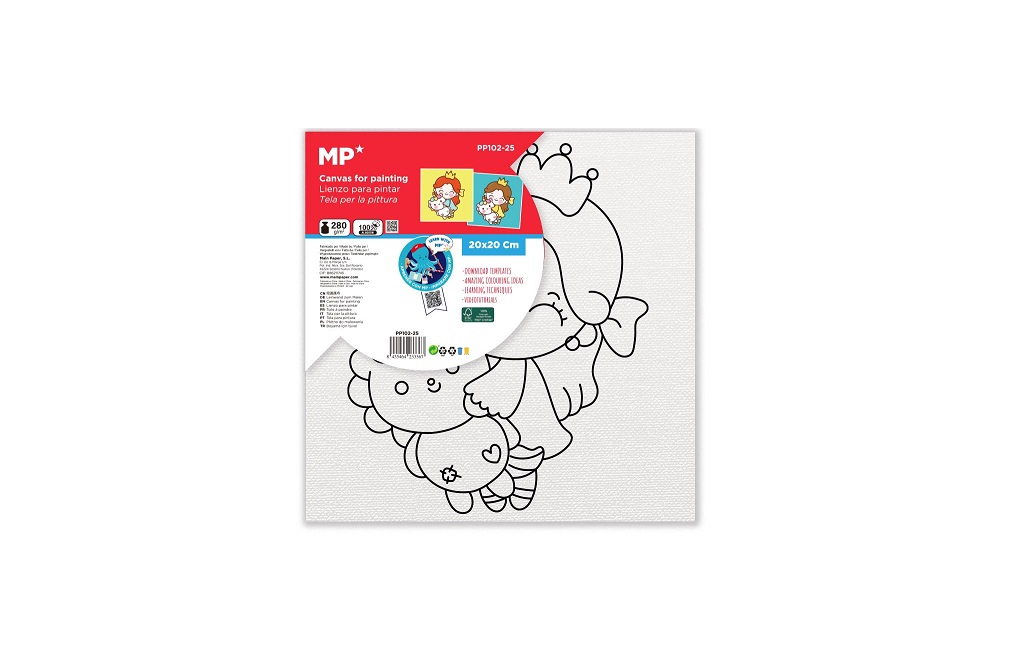 45238062 Panza de colorat cu desen pretiparit, 20 x 20 cm, printesa si ursulet - imagine 1