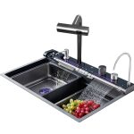 Chiuveta multifunctionala inox VENUS STAR cu led, baterie apa purificata si dozator sapun lichid incorporat 75 x 46 cm
