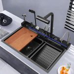 Chiuveta multifunctionala inox VENUS STAR, cu led, baterie apa purificata si dozator sapun lichid incorporat si suport cutite 75 x 46 cm VNS CVT11