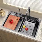 Chiuveta multifunctionala inox, VENUS STAR cu led, gri 75×46 cm, VNS CVT1