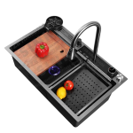 Chiuveta multifunctionala inox VENUS STAR cu led, gri 75×46 si suport cutie, VNS CVT5 - imagine 3