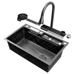 Chiuveta multifunctionala inox VENUS STAR cu led, gri 75×46 si suport cutie, VNS CVT5 - imagine 4