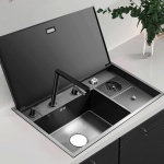 Chiuveta multifunctionala inox, VENUS STAR, gri 90×50 cm, cu capac rabatabil VNS CVT2 - imagine 5