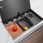 Chiuveta multifunctionala inox, VENUS STAR, gri 90×50 cm, cu capac rabatabil VNS CVT2