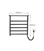 Port-prosop electric VENUS STAR, 45 x 52 cm, digital, negru mat, cu 5 brate si etajera pentru depozitare prosoape VNS AB-F60N - imagine 3