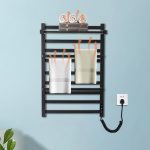 Port-prosop electric VENUS STAR, 50 x 75 cm, digital, negru mat, cu 5 brate si etajera pentru depozitare prosoape VNS AB-F80N - imagine 2