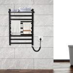 Port-prosop electric VENUS STAR, 50 x 75 cm, digital, negru mat, cu 5 brate si etajera pentru depozitare prosoape VNS AB-F80N - imagine 4