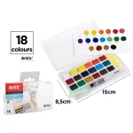 Paleta acuarele cu vopsea solida, 18 culori, burete si pensula cu rezervor de apa - imagine 2