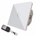Intrerupator touch dublu + telecomanda RF, sticla securizata, alb