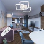 Lustra led living 80W cu 3 brate si 3 culori+IR 580x150mm