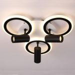 Lustra Led Neagra cu trei spoturi Carina 65w/4200lm 3000k/4000k/6500k cu Telecomanda