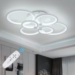 Lustra led cercuri 100W cu 6 brate si 3 culori+IR 830mm x 140mm - imagine 2