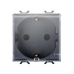 Priza shucko cu capac Negru 2 module