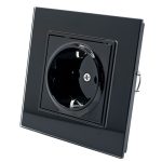 Priza Simpla Negru cu Rama din Sticla - imagine 3