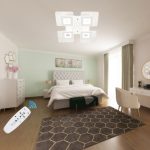 Lustra led PALLAS 72W cu 4 brate si 3 culori+IR