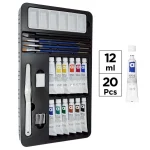 Set acuarele colorate acrilice, 20 piese, 12 tuburi acrilice, 3 pensule, 1 creion, 1 radiera, 1 ascutitoare, 1 spatula si o paleta de plastic - imagine 3