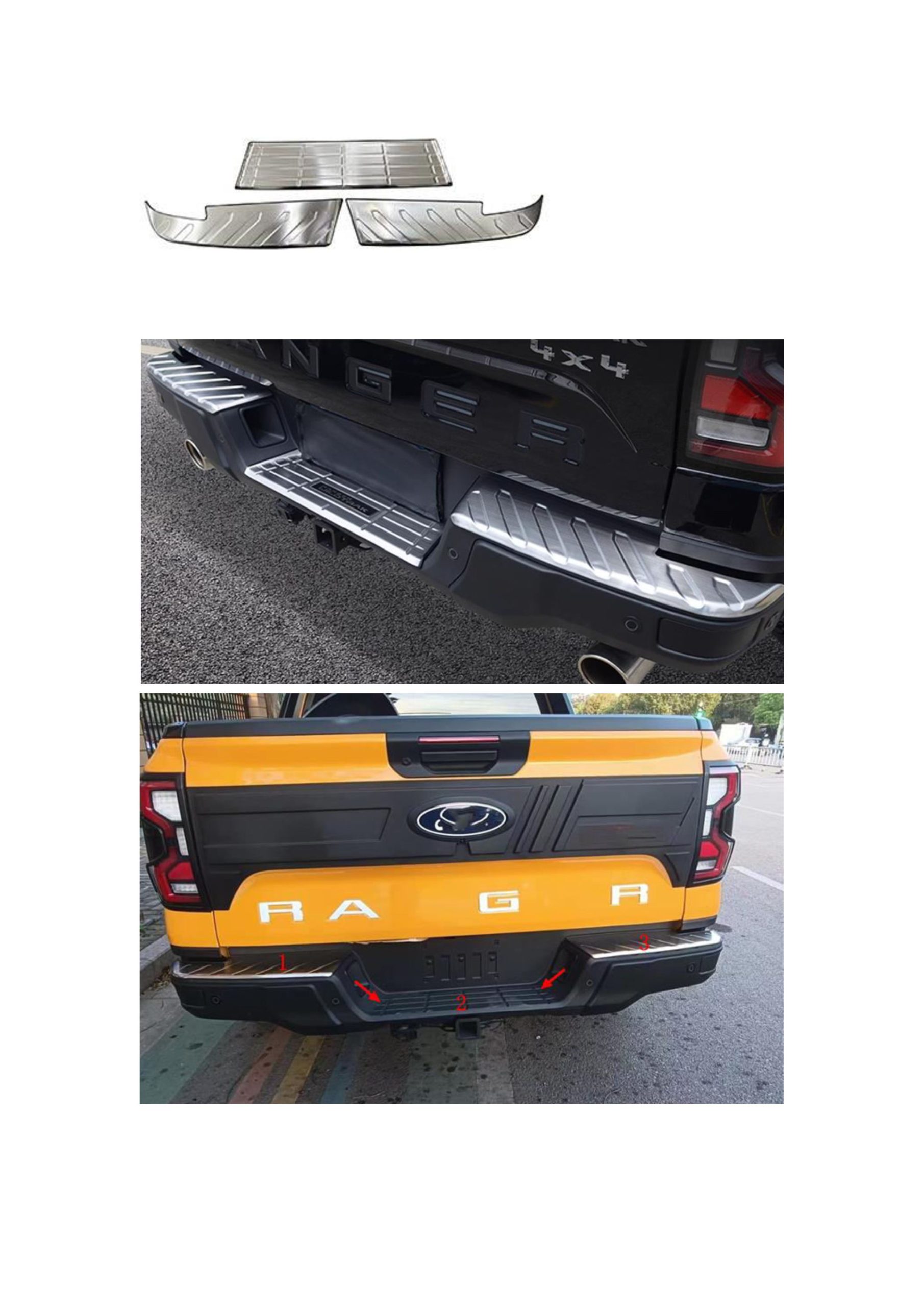 23RAN-8CR Set Protecții Metalice Cromate Bara Spate – Ford Ranger (2023+) – Accesoriu Eleganță și Siguranță - imagine 1