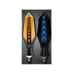 Semnalizatoare LED Motocicletă, Efect Apă Curgătoare, Lumină Galbenă + Albastră, 2 Bucăți