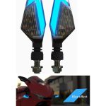 Semnalizator LED pentru motocicletă, lumină galbenă și albastră, 12V, set 2 bucăți