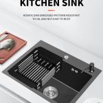 Chiuvetă Bucătărie Inox SUS304 60×45 cm cu Design Tip Fagure, Coș de Scurgere, Dispenser Săpun și Sifon Inclus