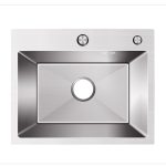 Chiuvetă Bucătărie din Oțel Inoxidabil SUS304, 60X 45 CM cu Dozator Săpun, Tocător Lemn și Coș Scurgere