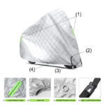 Husă termoizolantă pentru motocicletă – argintie, matlasată, impermeabilă, 245×125×105 cm - imagine 3